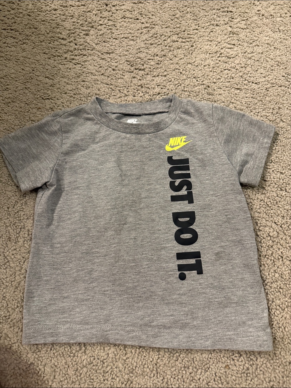 Nike Grey Tee with Neon Yellow Swoosh and Black 'JUST DO IT.' Print